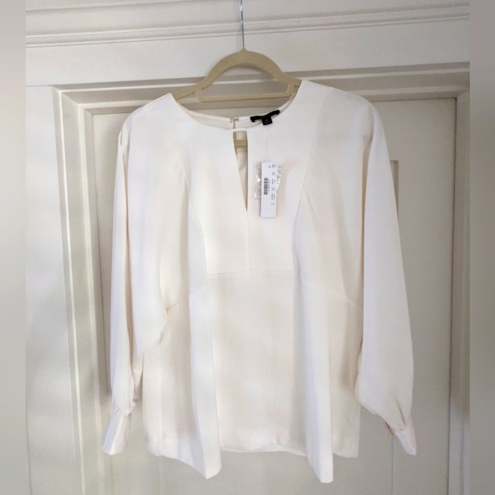 J Crew Ivory Crepe Tailored Top